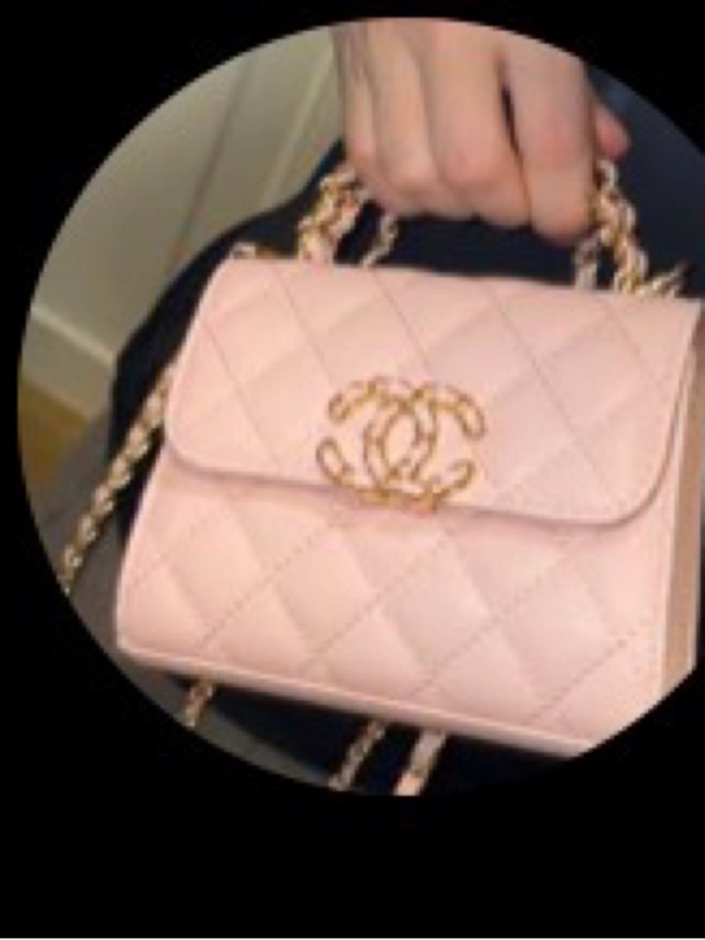 Quilted Pink Chain-Handle Shoulder Bag
